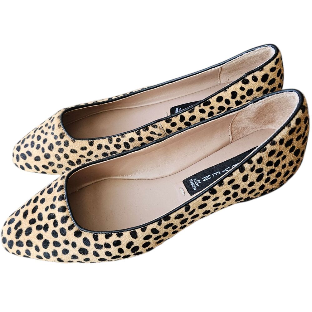 Steven by Steve Madden Cow Hair Leopard Print Flats Slip-On Ballet US 6
